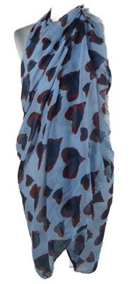 Dámské světlemodro-tmavomodro-vínové srdíčkované pareo C&A