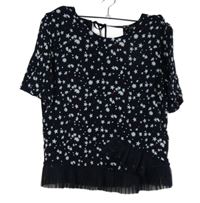 Dámská tmavomodrá kytičkovaná halenka s volánkem M&S