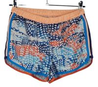 Dámské modro-oranžové vzorované sportovní kraťasy s pruhy Adidas