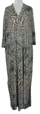 Dámské hnědo-béžové vzorované midi šaty Charmor 