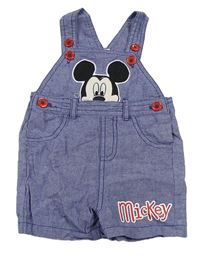 Modré plátěné laclové kraťasy s Mickeym Disney