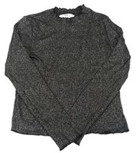 Černo-stříbrný žebrovaný svetr H&M
