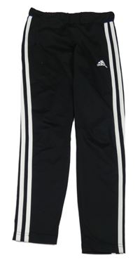 Černé sportovní funkční capri legíny s pruhy Adidas 