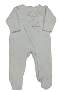 Bílý prošívaný overal s hvězdičkami a mráčkem 