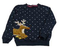 Tmavomodrá puntíkatá mikina se sobem 