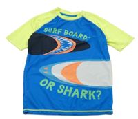 Modro-neonově žluté UV tričko se žraloky St. Bernard