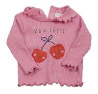 Růžové žebrované triko s třešněmi Primark