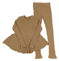 2set- béžové žebrované triko+ legíny