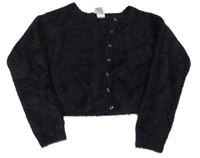 Černý chlupatý propínací crop svetr C&A