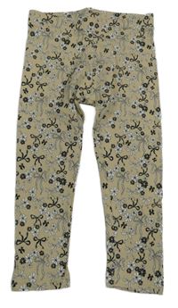 Béžové květinové legíny s mašličkami Dunnes