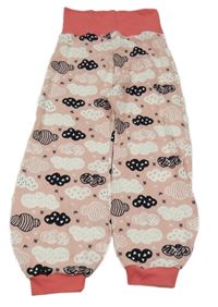 Světlerůžové vzorované lehké tepláky