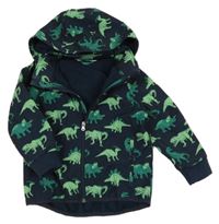 Tmavomodrá softshellová bunda s dinosaury a kapucí H&M