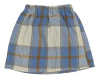 Bílo-modro-šedo-rezavá kostkovaná sukně
