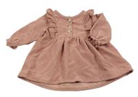 Růžové manšestové šaty s volánkem Shein