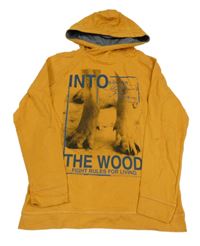 Hořčicové triko s potiskem a kapucí S. Oliver