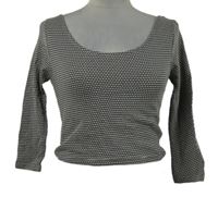 Nové - Dámské šedo-tmavošedé vzorované crop triko s volnými zády New Look