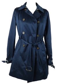 Dámský tmavomodrý jarní kabát s páskem Orsay