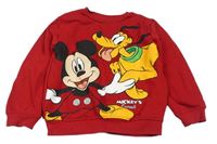 Červená mikina s Mickeym a Plutem Disney