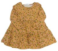 Okrovo-květované bavlněné šaty H&M