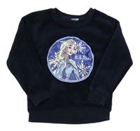 Tmavomodrá chlupatá mikina s Elsou Disney