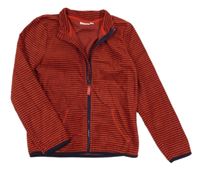 Červená pruhovaná fleecová propínací mikina kids