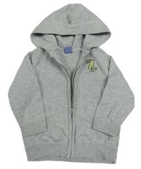 Šedý propínací svetr s krokodýlem a kapucí Dopodopo