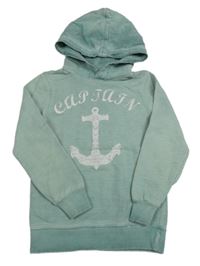Mintová mikina s kotvou a kapucí Zara