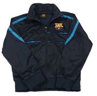 Tmavomodrá sportovní fotbalová propínací mikina FC Barcelona