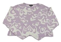 Lila crop svetr se srdíčky New Look