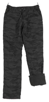 Šedé army šusťákové zateplené kalhoty C&A