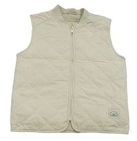 Béžová prošívaná šusťáková zateplená vesta s nášivkou Primark