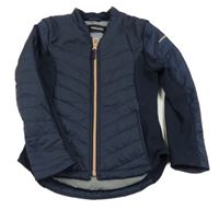 Tmavomodrá šusťáková prošívaná jezdecká bunda Fouganza