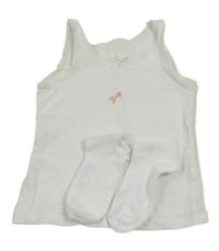 2set - bílá košilka s vílou + bílé kotníkové ponožky