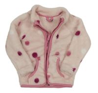 Světlerůžová puntíkatá chlupatá bunda Ergee