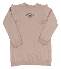 Růžové teplákové šaty se srdcem a volánky George