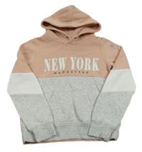 Světlerůžovo-šedá mikina s nápisem a kapucí H&M