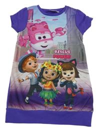 Světlemodro-fialové teplákové šaty - Super wings