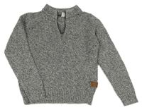 Tmavomodro-šedý melírovaný svetr se stojáčkem Yigga