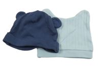 2x Světlemodrá + tmavomodrá čepice 