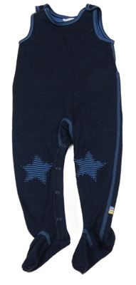 Tmavomodré melírované vlněné thermo dupačky s hvězdičkami Joho