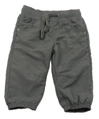 Tmavošedé šusťákové podšité cuff kalhoty Topolino