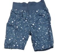 Tmavomodré puntíkaté plátěné crop kalhoty 