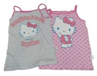 2x košilka s Kitty - šedá + růžová vzorovaná Sanrio