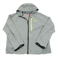 Šedá melírovaná propínací mikina s logem a kapucí Nike