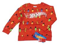 Nové - Červená mikina se světýlky - Hot wheels