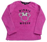 Růžová chlupatá pyžamová mikina s Minnie Disney