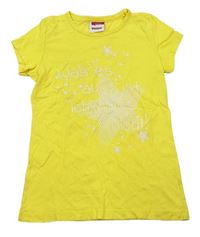 Žluté tričko s nápisem a hvězdičkami Yigga