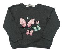 Šedý svetr s motýly H&M