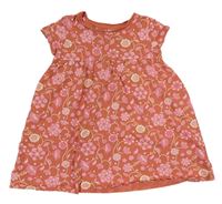 Oranžové bavlněné šaty s kytičkami Mothercare