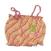 Růžovo-oranžový pruhovaný crop top s číslem Lynnat 